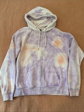 GAP small tall - lilac / purple Tie-Dye Zip Hoodie with front pockets